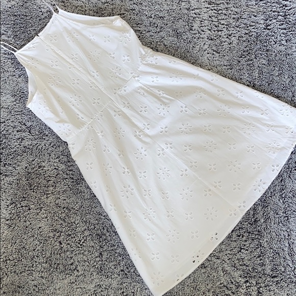Loft Eyelet Racerback Flare Dress - White Size 12 - Picture 4 of 7
